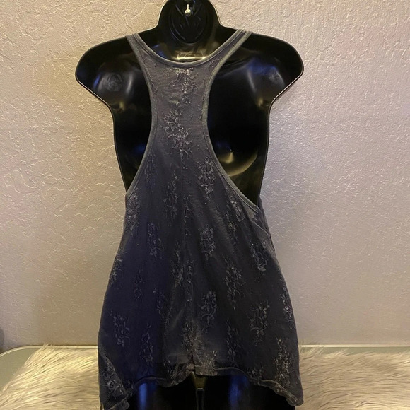 Active Basic Women's Gray Lace Racerback Tank Top Small Flowy Boho Chic - Picture 14 of 15